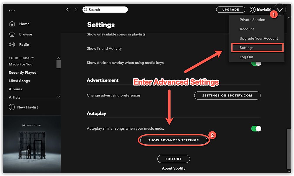 Show Advanced Settings