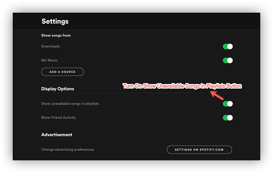Show Unavailable Spotify Songs