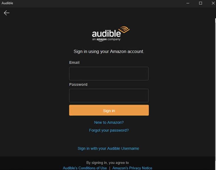 Sign into Audible on PC
