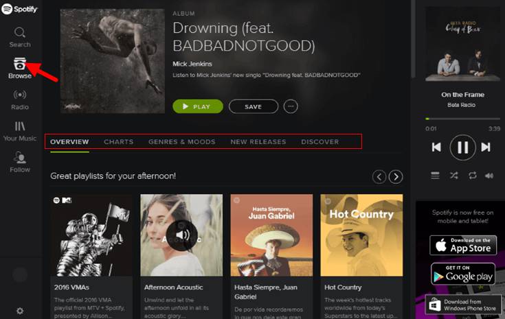 Spotify Browse Feature