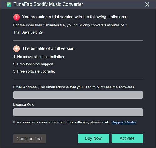Register TuneFab Spotify Music Converter