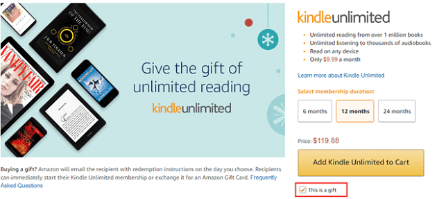 Gift Kindle Unlimited Subscription