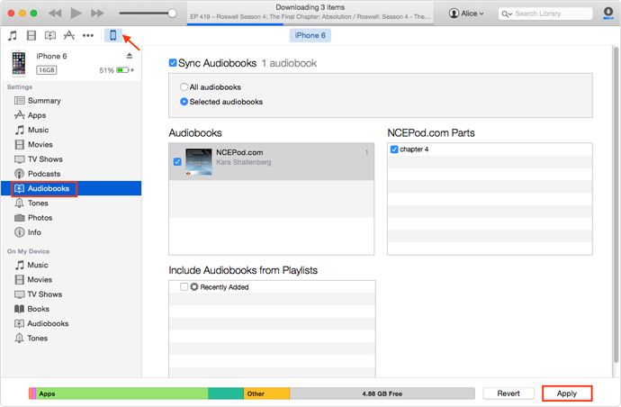 Transfer iTunes Audiobooks to iPhone