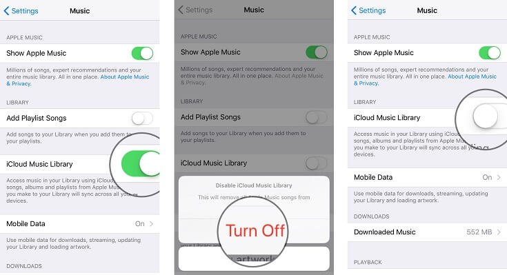 Turn Off iCloud Music Library on Music