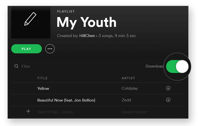 scarica la playlist di Spotify sul computer