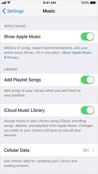 Turn On iCloud Music Library on iPhone