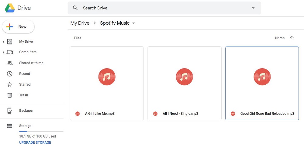 Upload Spotify Music to Google Drive