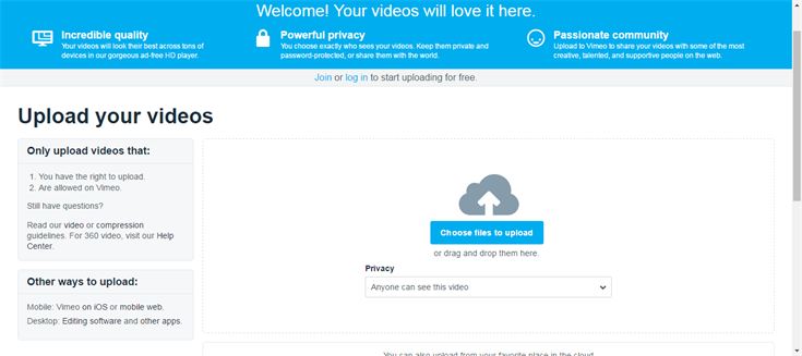 Upload Videos to Vimeo