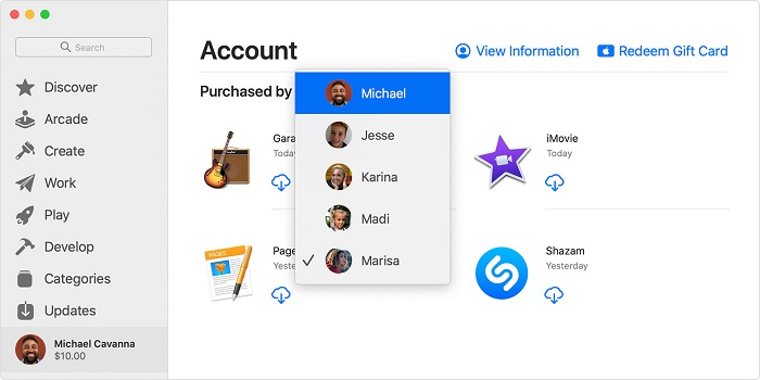 View Family Shared Purchases on Mac