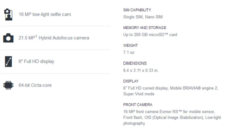 Sony Xperia XA Ultra Specification
