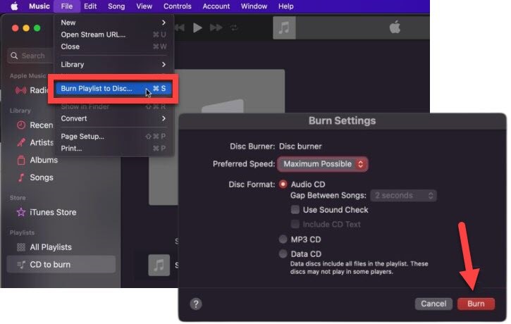 Burn CD on Mac Using Music App