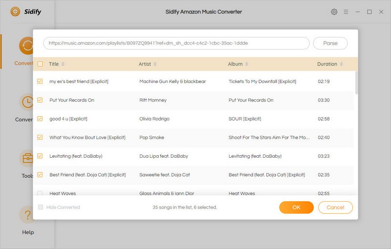 Select and Convert Amazon Music Playlist