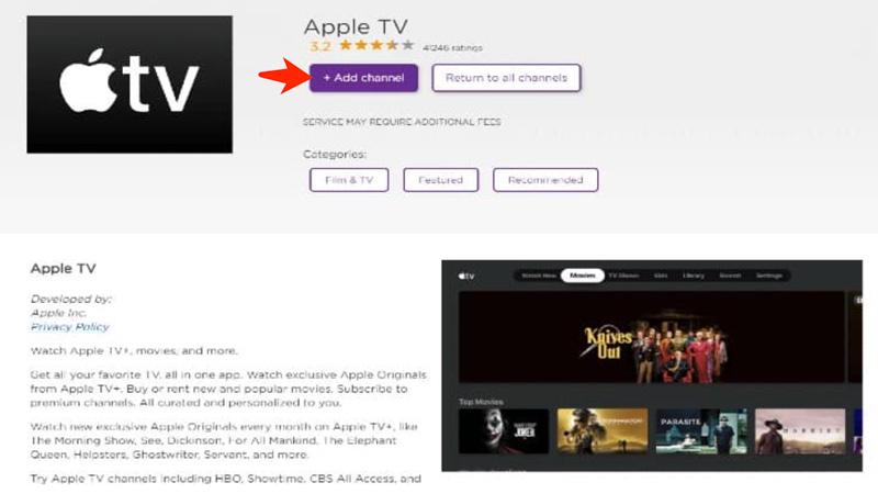 Add Apple TV Channels on Roku