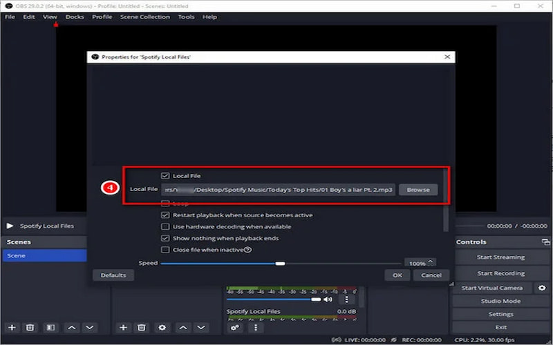 Add Downloaded Spotify Songs to OBS