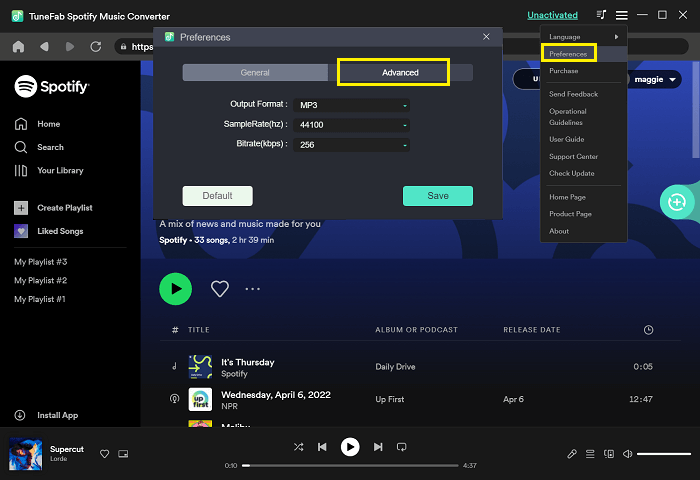 Advanced Format from Setting