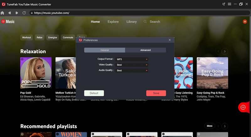 Advanced Settings of TuneFab YouTube Music Converter