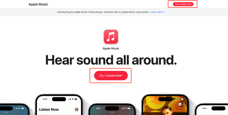 Apple Music Web Home Page