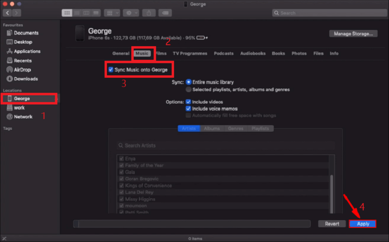Apply Manually Sync Apple Music MacOS Catalina