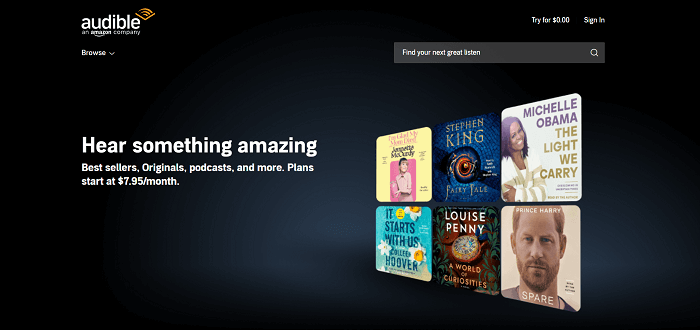 Audible Official Website Page