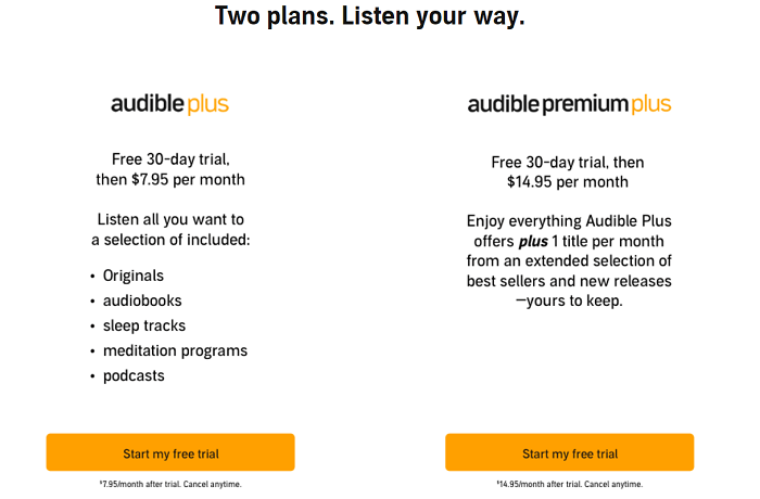 Select Audible Plans