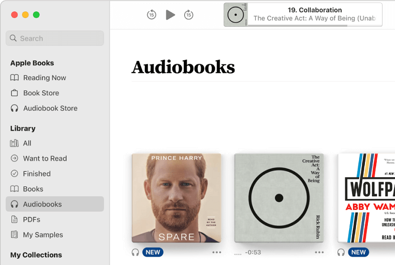 Audiobooks on Apple Book on Mac