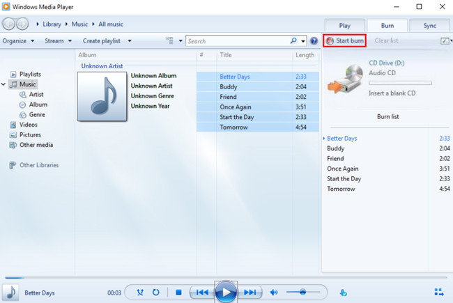 Burn Amazon Music to CD via Windows Media Player