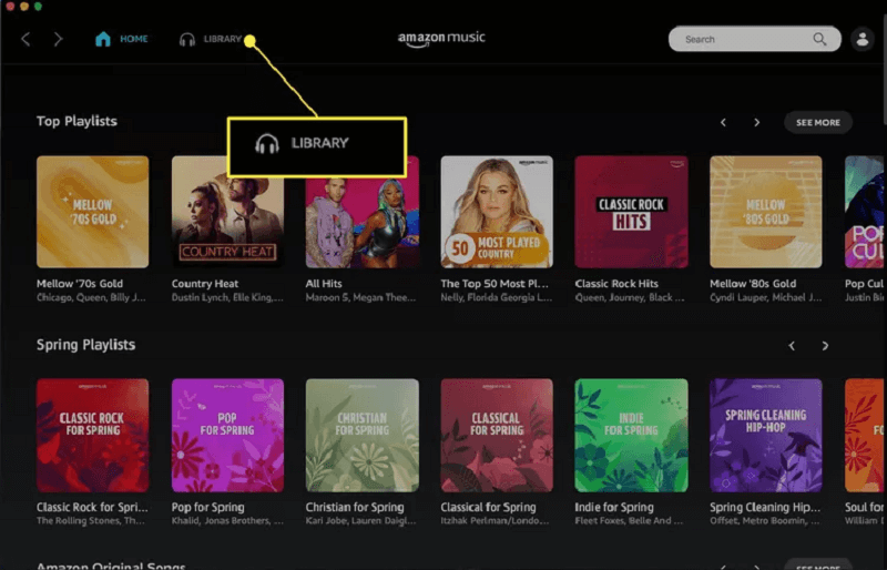Choose Amazon Prime Music From the Library