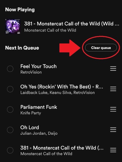 Clear Queue Spotify