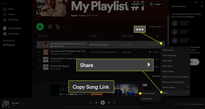 复制 Spotify 音乐的链接
