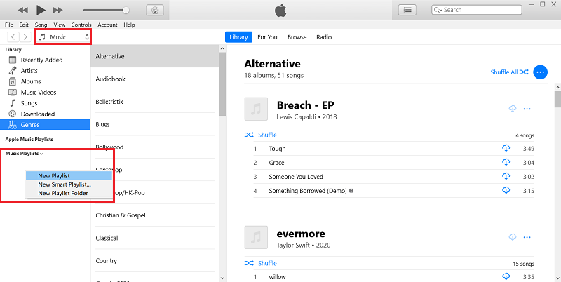 Create Playlist on iTunes