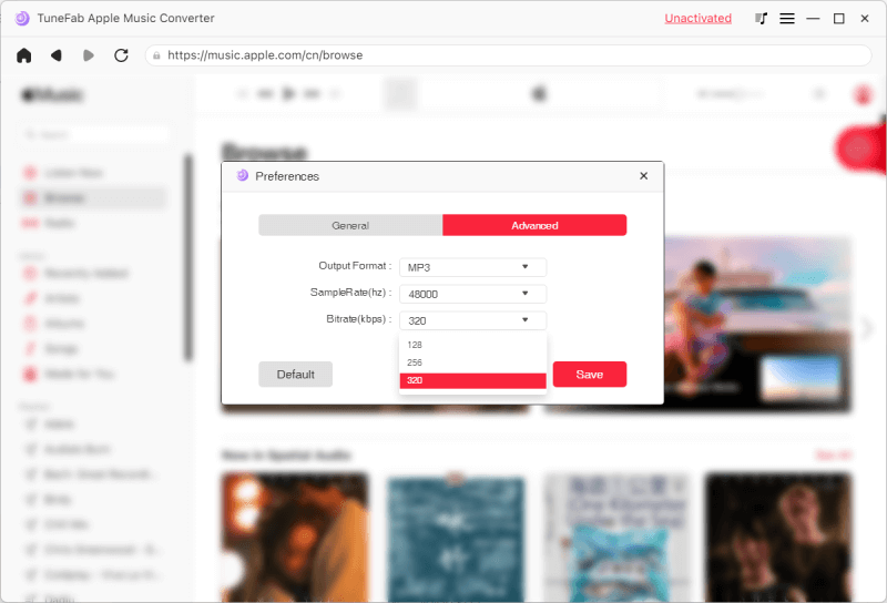 Customize Sample Rate and Bitrate