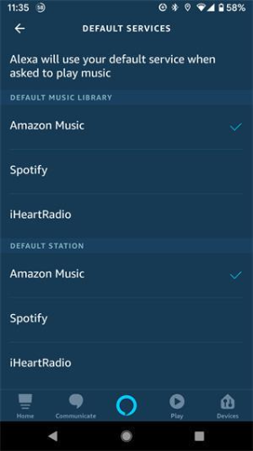 Choose Amazon Music as Default Service