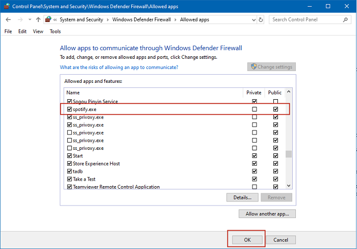 Disable Firewall for Spotify