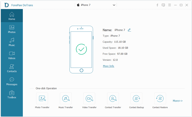 FonePaw DoTrans Interface