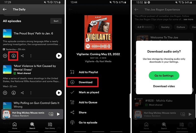 Download Spotify Podcasts on Phone