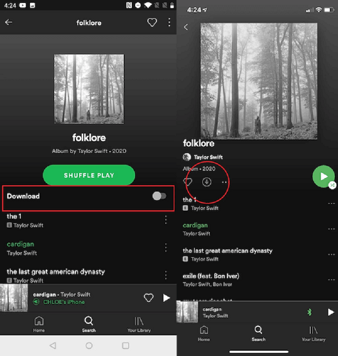 Download Songs on Spotify on Android