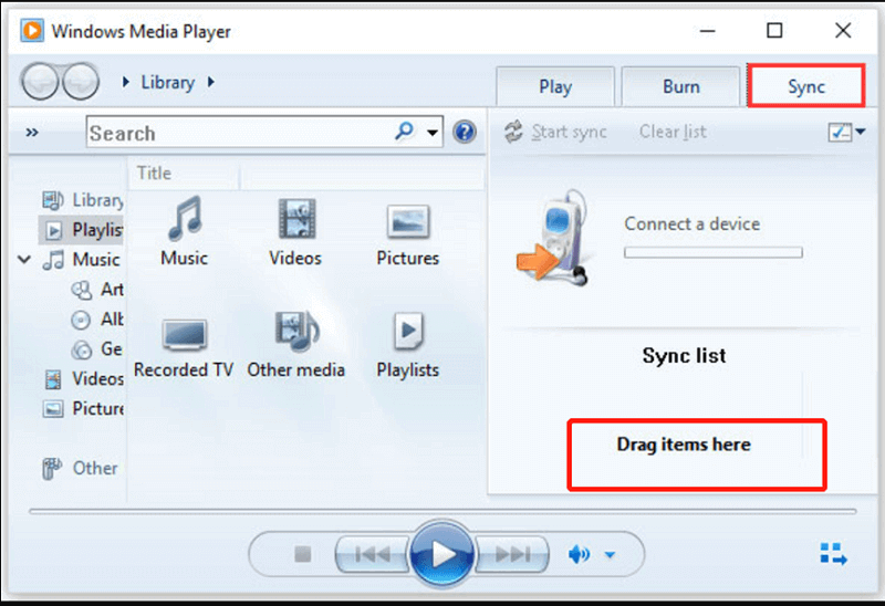 Drag Items on Windows Media Player