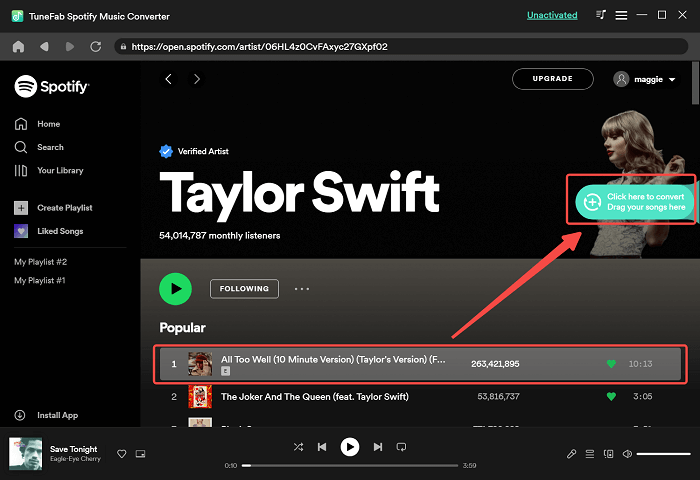 Drag Spotify Song to Convert Without Copying Link