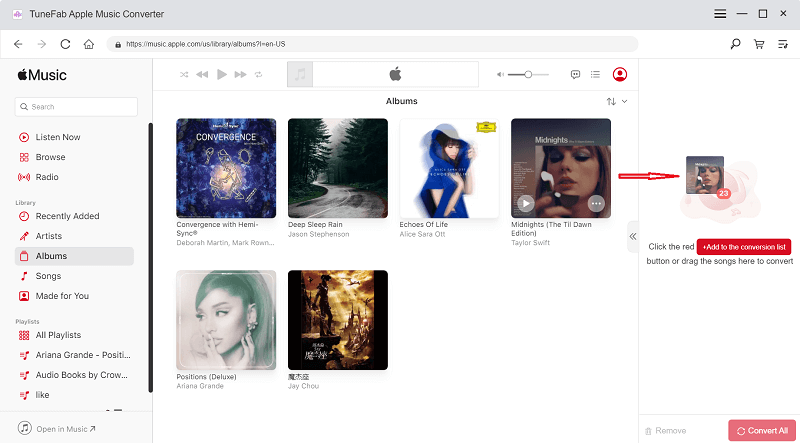 Floating Conversion List in TuneFab Apple Music Converter V4.0.0