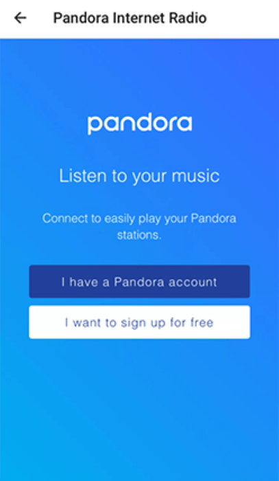 Enter Pandora Account for Connection