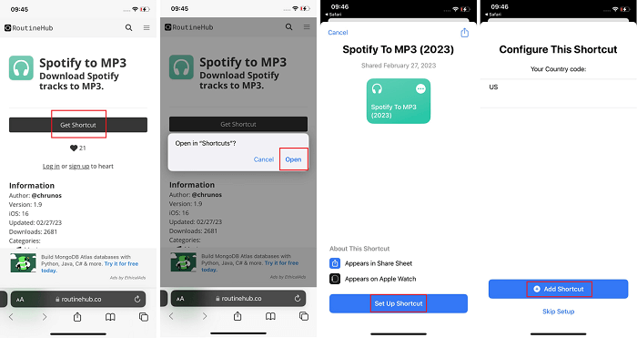 Ottieni la scorciatoia per il convertitore da Spotify a MP3