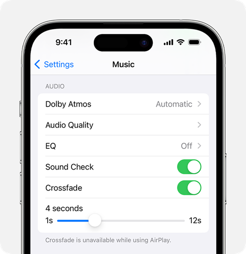 Enable Apple Music Crossfade on iPhone