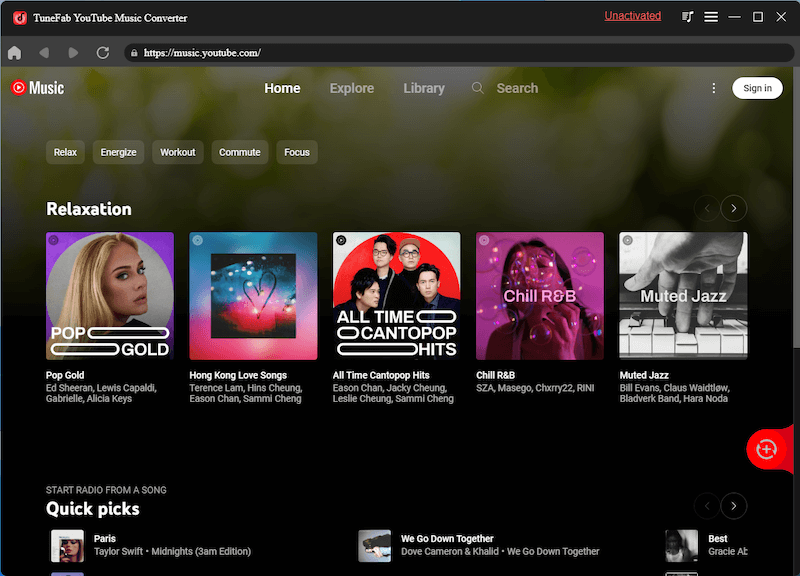 Main Interface of TuneFab YouTube Music Converter