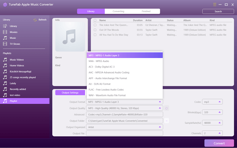 Select Output Format