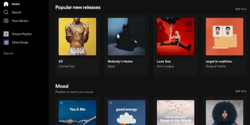 Reproductor web de Spotify