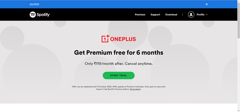 OnePlus-Spotify Premium Promotion Page