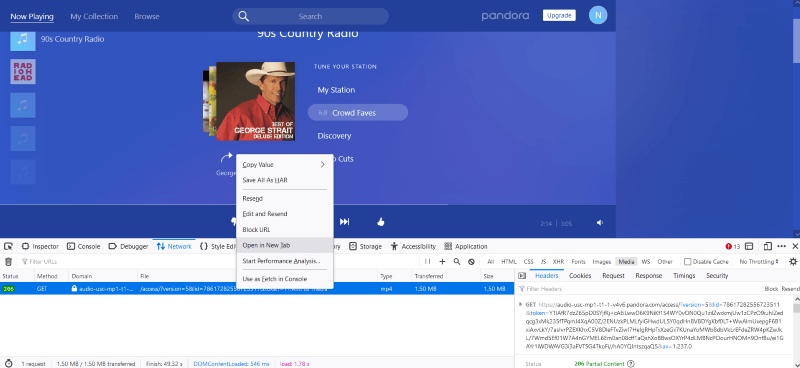 Open Pandora Music Link New Tab