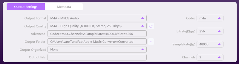 Apple Music Converter-uitvoeropties