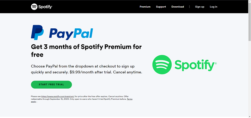 Sign Up with PayPal to Get Spotify Premium Free