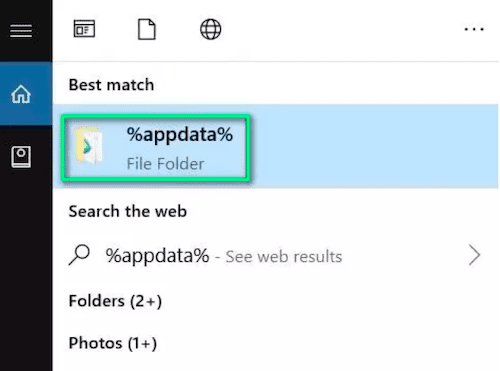 Search for Appdata on Windows
